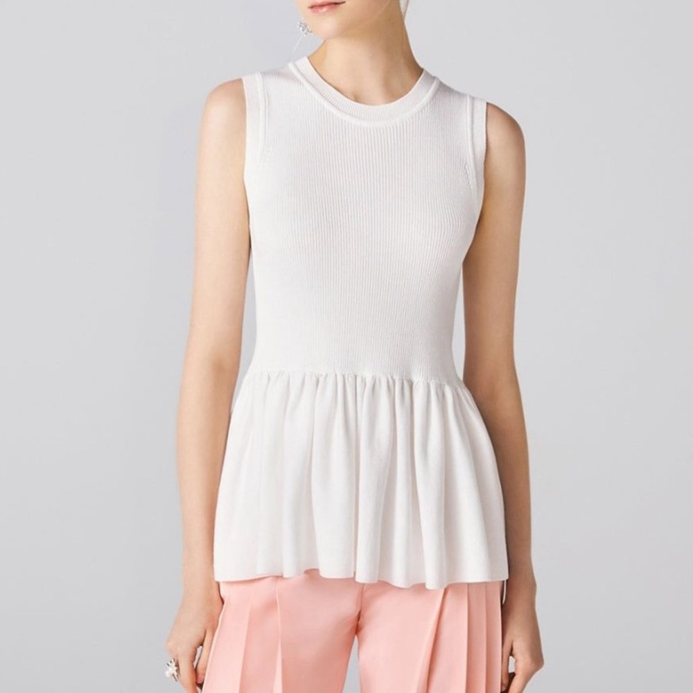 ADEAM Intermix “Twinkle” white sleeveless peplum sweater top XS S